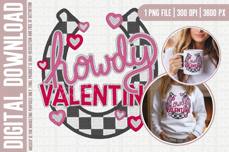 Howdy Valentine, Western Sublimation Png, DTF
