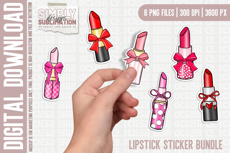 Valentine Lipstick Stickers, PNG