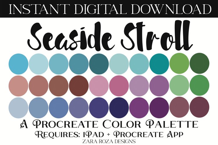 Seaside Stroll - Procreate Color Palette, 30 Swatches example image 1