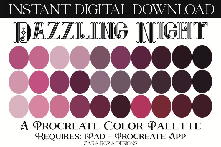 Dazzling Night - Procreate Color Palette, 30 Swatches example image 1