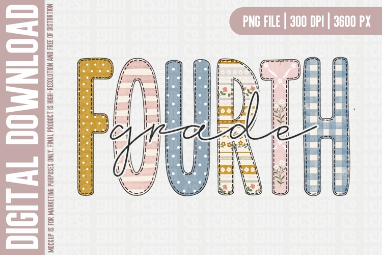 Cute Back to School PNG | Fourth Grade Sublimation Design