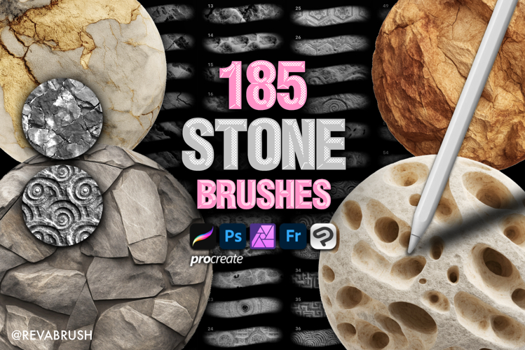 185 Procreate Stone Rock Interior Marble Texture brushes