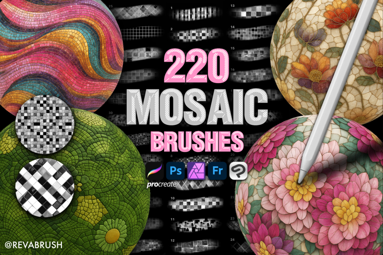 220 Procreate Mosaic Interior Marble Texture brushes