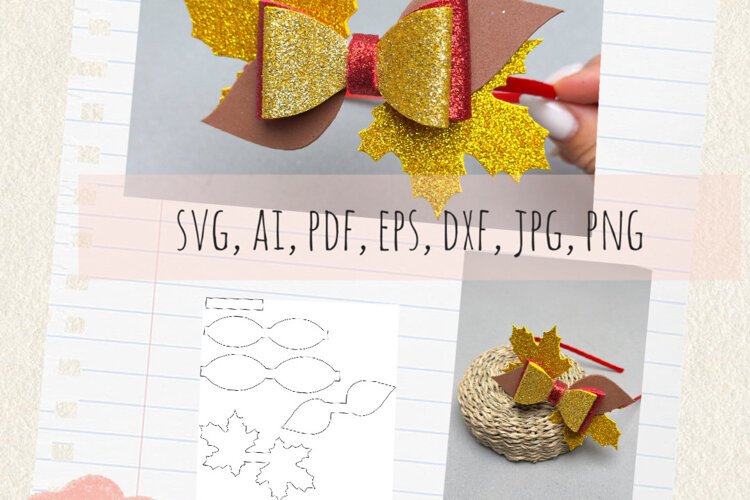 Autumn Bow Template Digital Vector Cut File SVG, AI, PDF example image 1