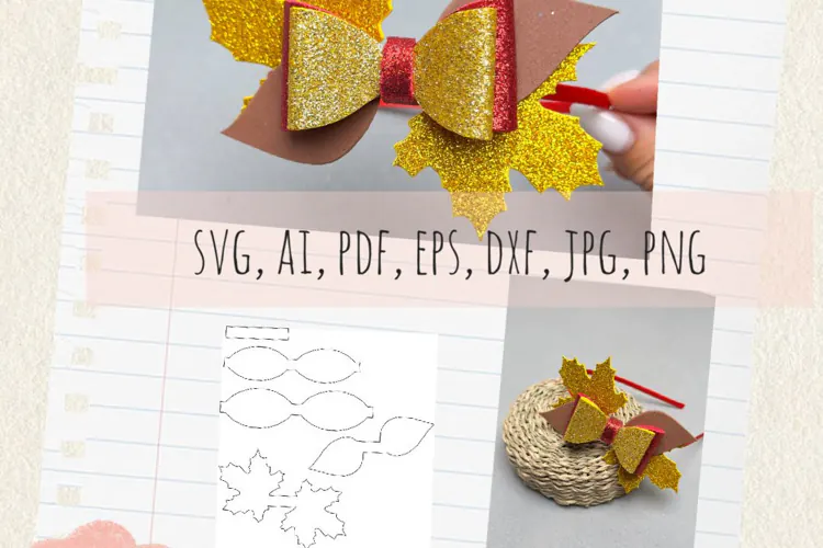 Autumn Bow Template Digital Vector Cut File SVG, AI, PDF