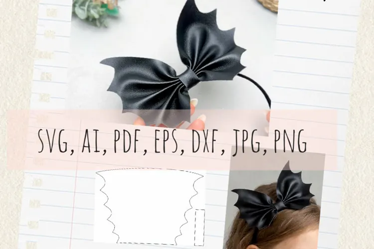 Halloween Bat Bow Svg Template