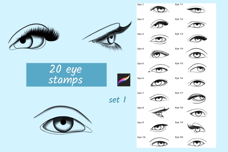 Procreate Eye Stamps & Brushes set 1 example image 1