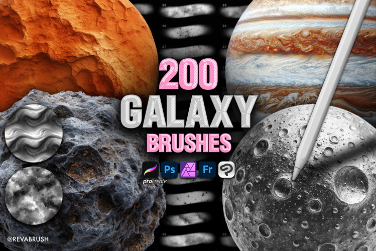 200 Procreate Galaxy Universe Textures brushes