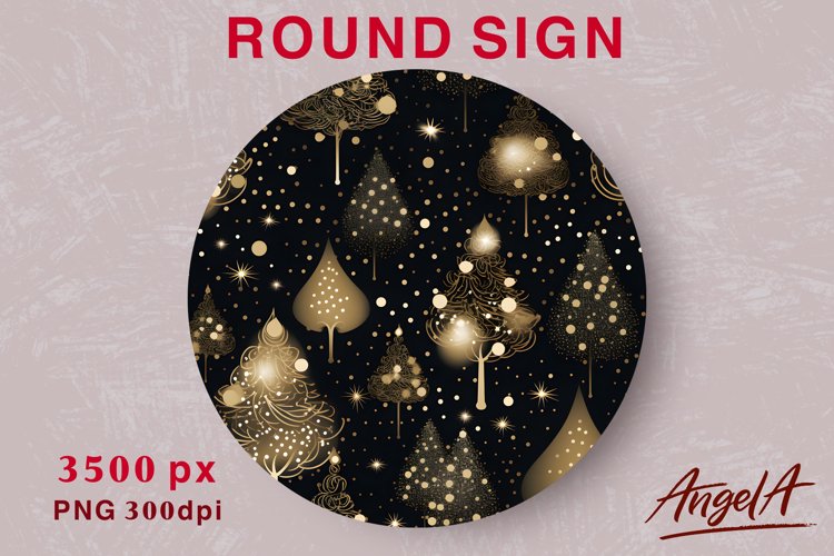 Christmas round sublimation, sparkle christmas tree png example image 1