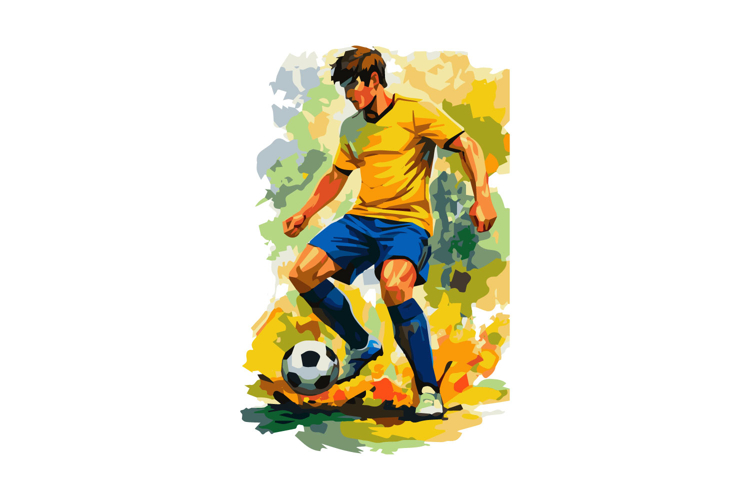 Impressionist Soccer Player with Brushstrokes Design example image 1