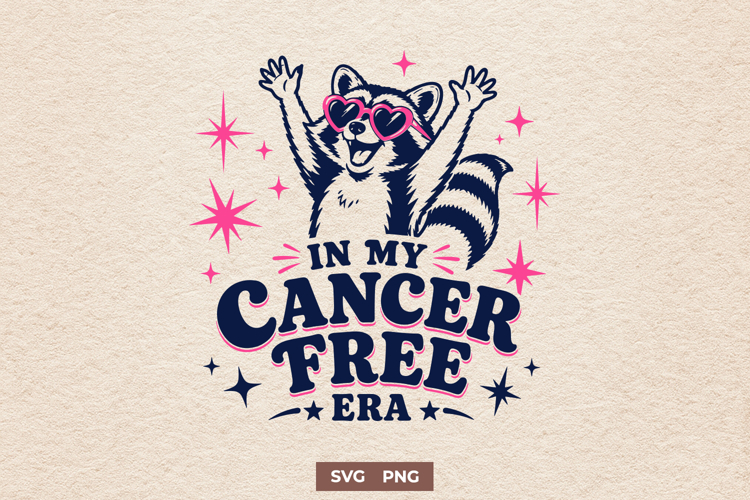 In My Cancer Free Era SVG, Cancer Survivor Raccoon Retro PNG