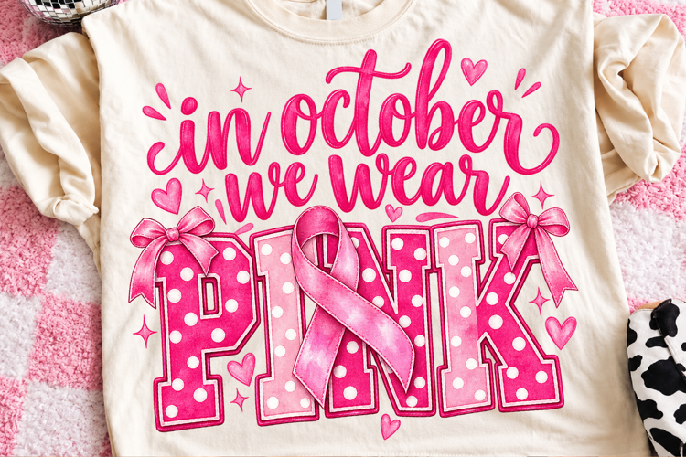 In October We Wear Pink Breast Cancer PNG