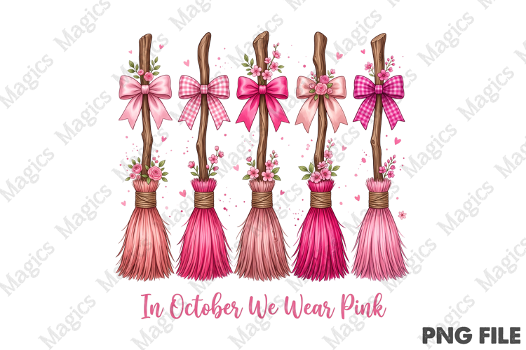 In October We Wear Pink Broom PNG