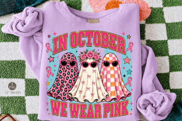 In October We Wear Pink PNG,Breast Cancer Awareness Ghost