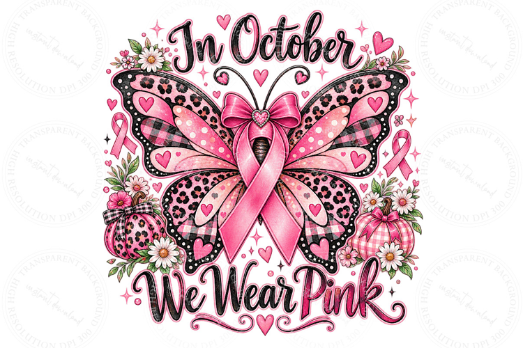 Trending In October We Wear Pink Png, Breast Cancer Pumpkin