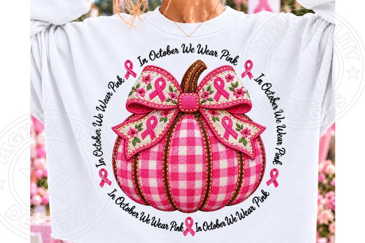 In October We Wear Pink Pumpkin PNG example image 1