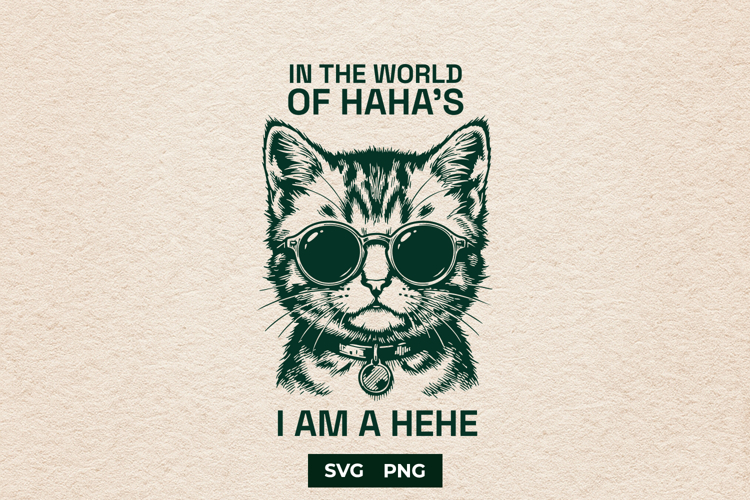 Funny Cool Cat SVG In A World Of Hahas I Am Hehe PNG