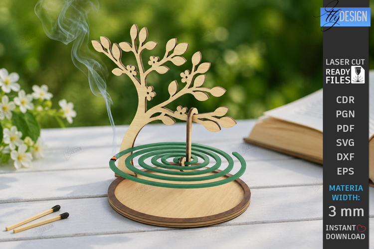 Mosquito Coil Holder Laser Cut | Incense Coil Stand | Patio