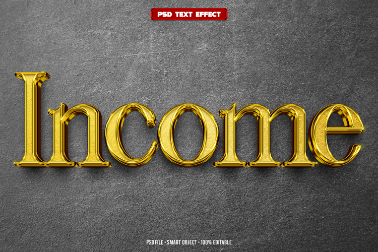 Income 3D editable text effect