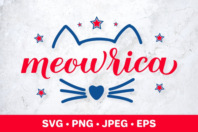 Meowrica. American cat. 4th of July pun. Patriotic SVG example image 1