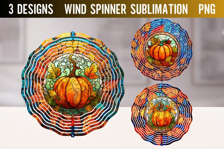 Stained Glass Autumn Wind Spinner Sublimation Design PNG