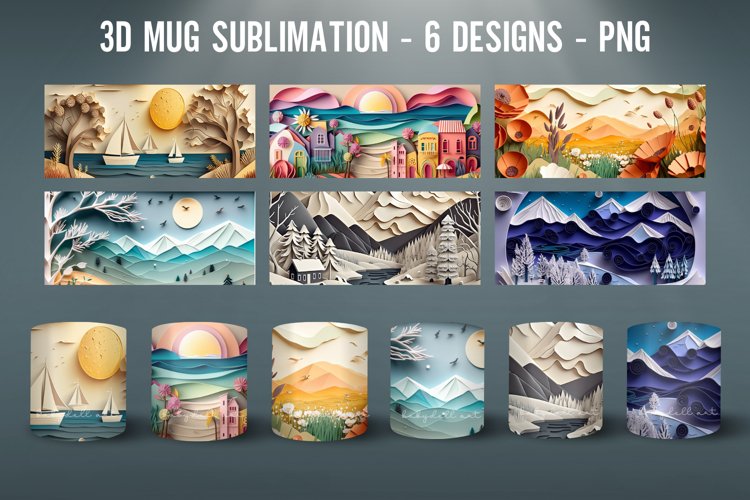 3D Mug Wrap Sublimation Designs|6 Mug Wrap Designs example image 1