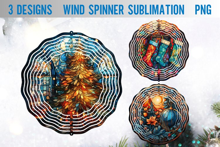 Christmas Stained Glass Wind Spinner Sublimation (2668139)