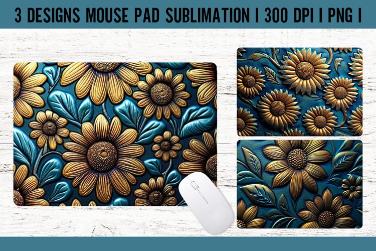 Turquoise Tooled Leather Mouse Pad Sublimation PNG I Mouse