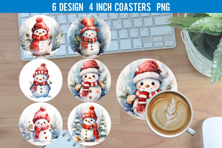 Snowman Santa Round Coaster Sublimation |Coaster PNG