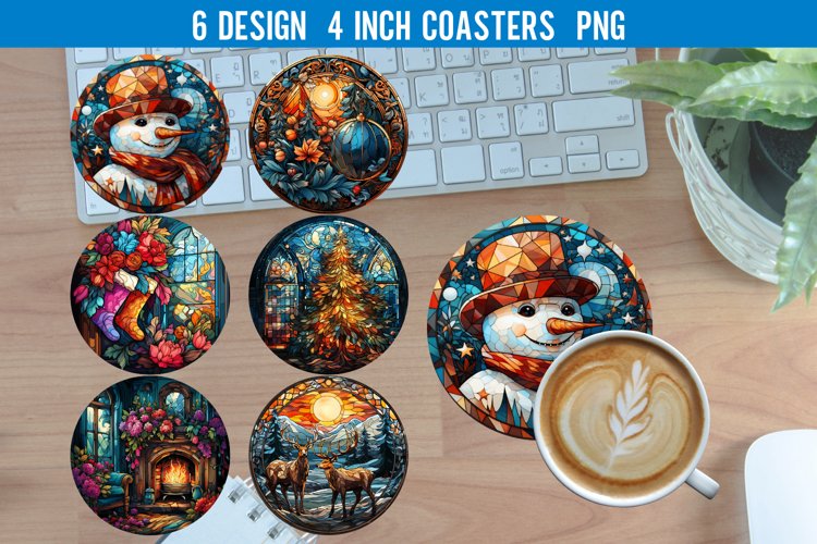 Christmas Set Round Coaster Sublimation |Coaster PNG example image 1
