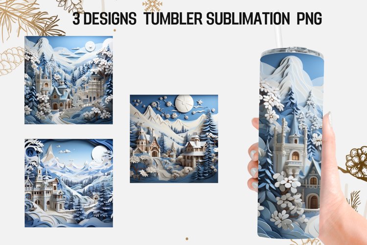 3D Winter Tumble Sublimation Designs