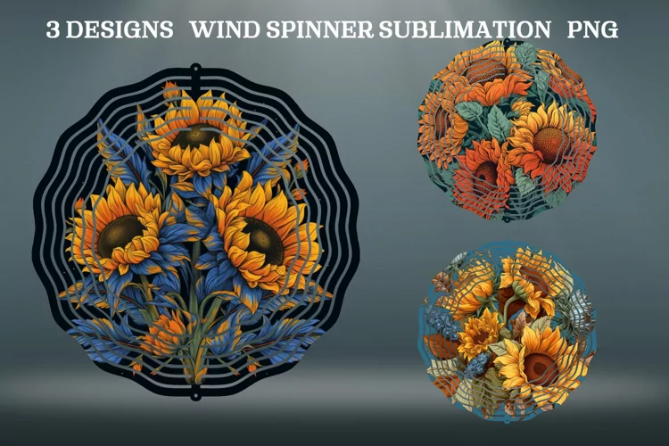 Flowers Wind Spinner Sublimation PNG