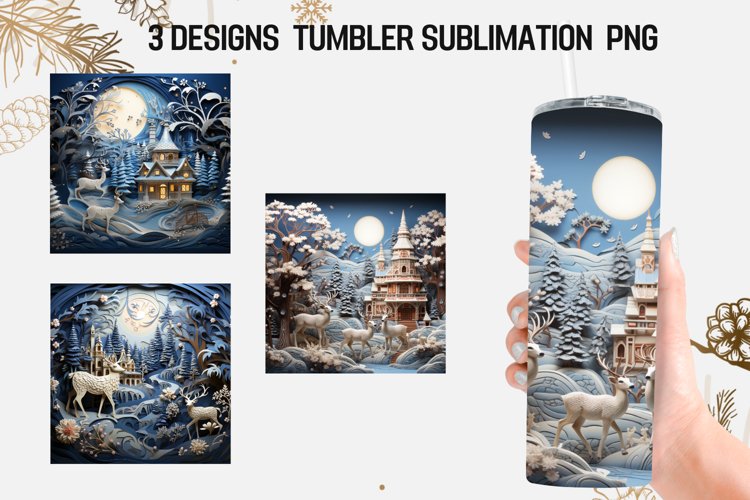 Christmas Tumble Wrap Sublimation Designs |Tumble Wrap PNG