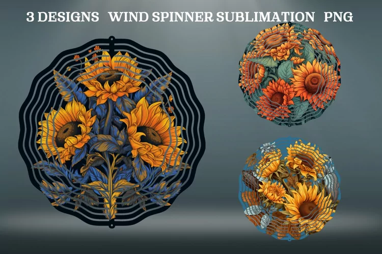 Flowers Wind Spinner Sublimation PNG