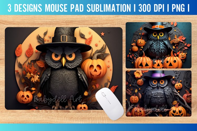 Owl Halloween Mouse Pad Sublimation PNG I Mouse Pad
