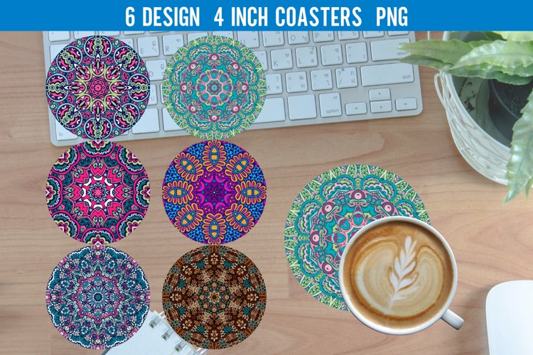 Abstract Boho Round Coaster Sublimation Designs