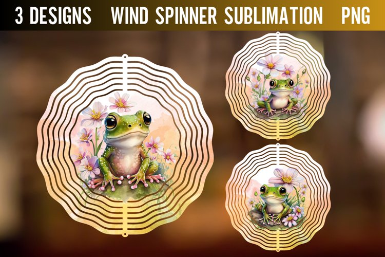Frog Wind Spinner Sublimation Design PNG
