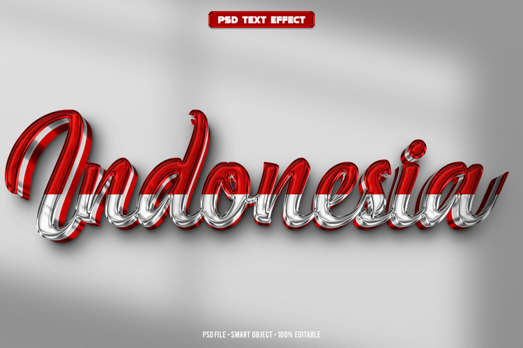 Indonesia 3D editable text effect