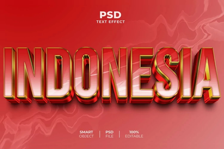 Indonesia 3D editable text effect