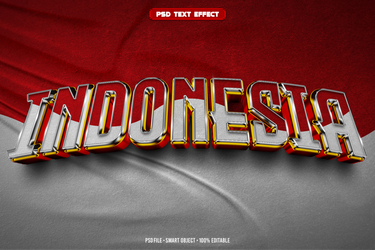 Indonesia 3D editable text effect
