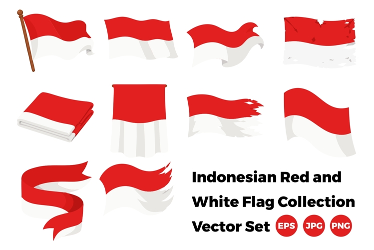 Indonesian Red and White Flag Collection Vector