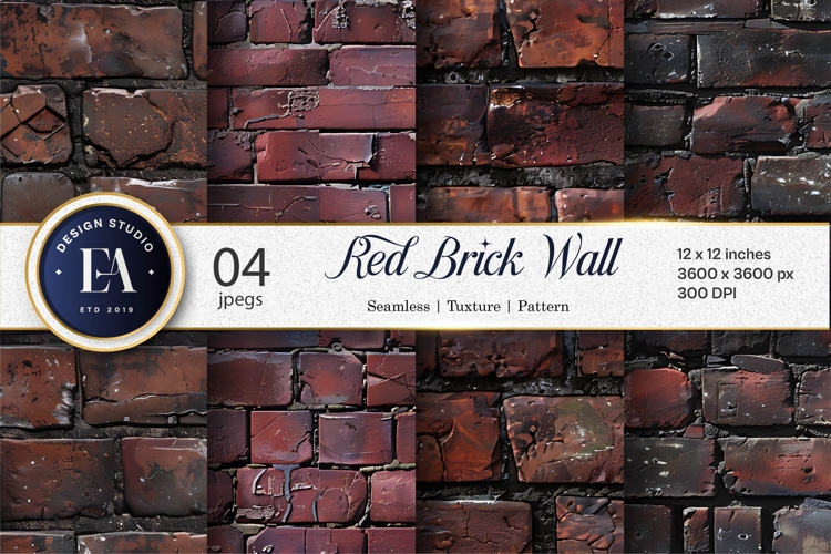 Industrial Dark Red Brick Wall Digital Paper