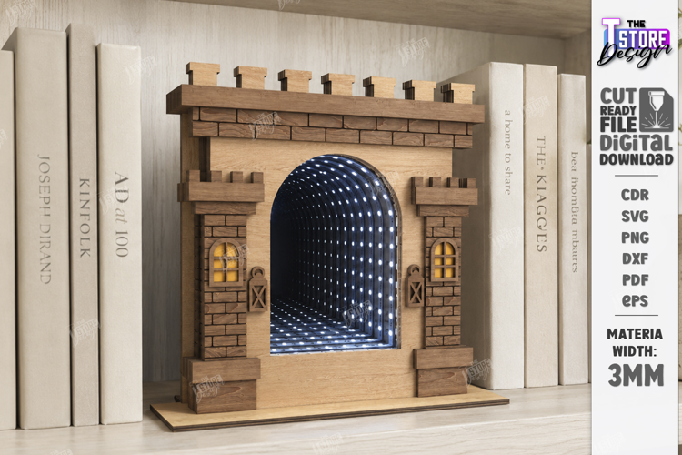 Infinity Mirror Bookend Laser Cut | Book Nook | Home Decor