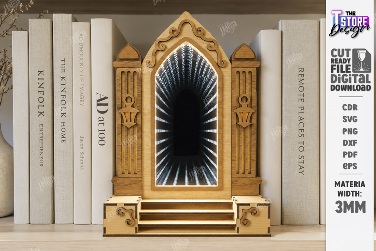 Infinity Mirror Bookend Laser Cut | Book Nook | Home Decor