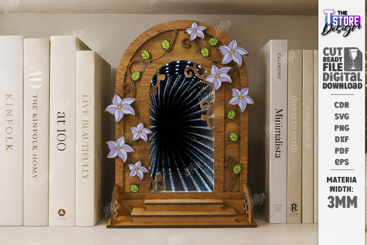 Infinity Mirror Bookend Laser Cut | Book Nook | Home Decor