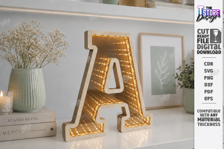 Infinity Mirror Letter Laser Cut | Night Light | Home Decor