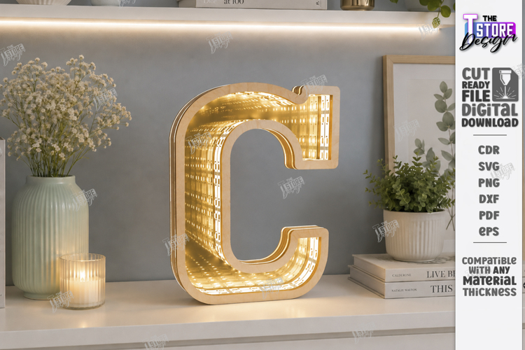 Infinity Mirror Letter Laser Cut | Night Light | Home Decor