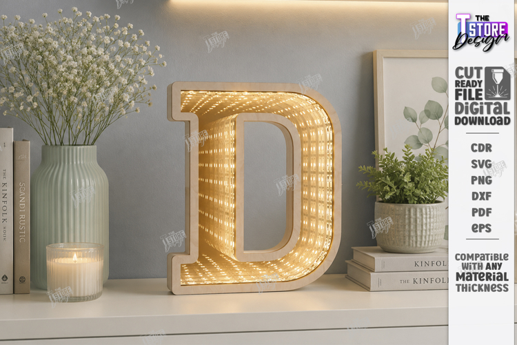 Infinity Mirror Letter Laser Cut | Night Light | Home Decor
