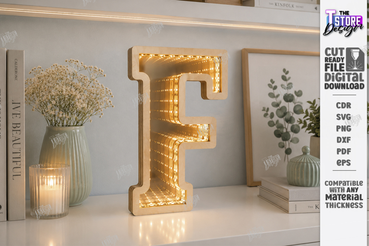Infinity Mirror Letter Laser Cut | Night Light | Home Decor