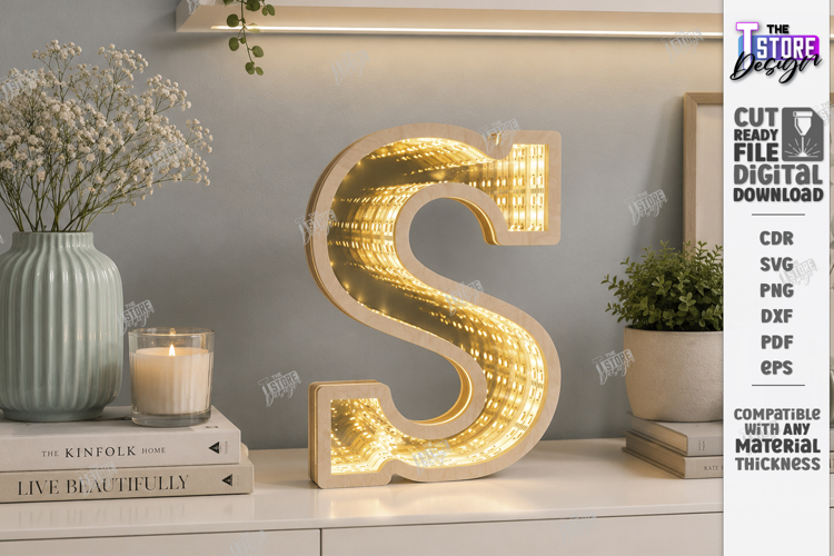 Infinity Mirror Letter Laser Cut | Night Light | Home Decor